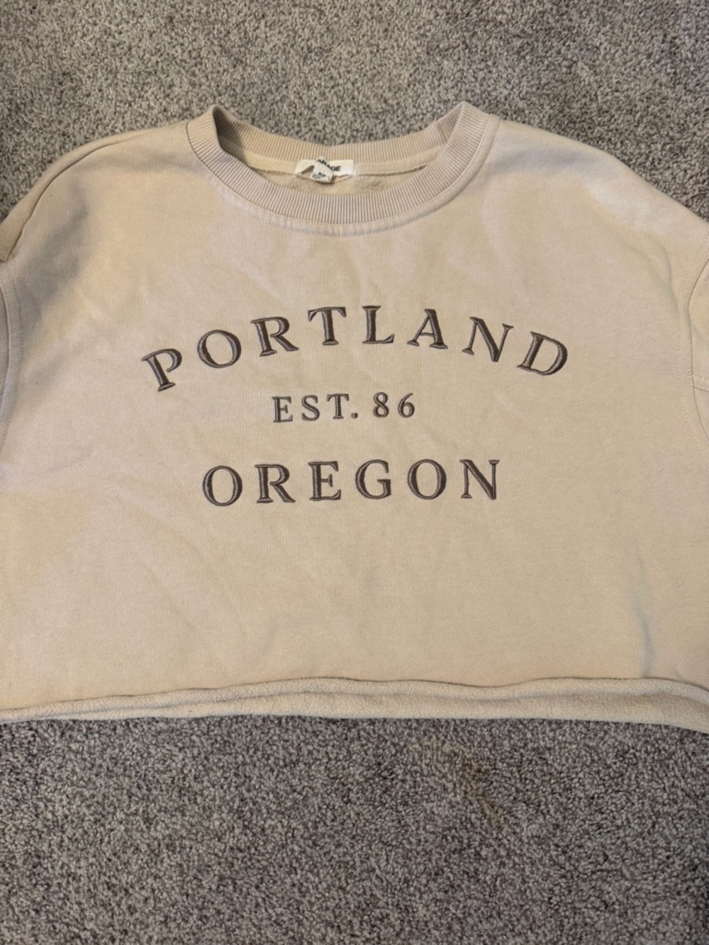 Garage Portland Oregon Graphic Crewneck Sweatshirt - Tan